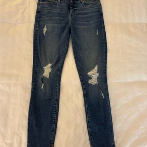 Frame Denim Dark Blue Distressed Skinny Jeans
